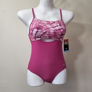 NWT Speedo Girl's Pink 1-Piece Bathing Suit L